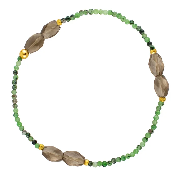 Pyrite’s Booty Bracelet in Ruby Zoisite & Grey Onyx Faceted Oval