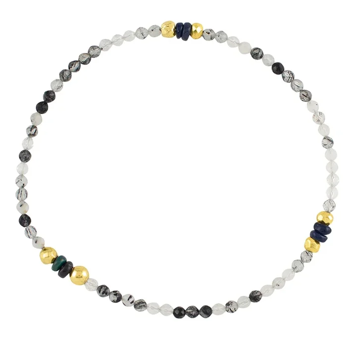Pyrite’s Booty Bracelet in Rutilated Quartz & Black Opal