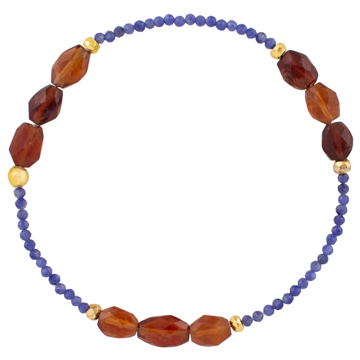 Pyrite’s Booty Bracelet in Sodalite/Faceted Oval Hessonite