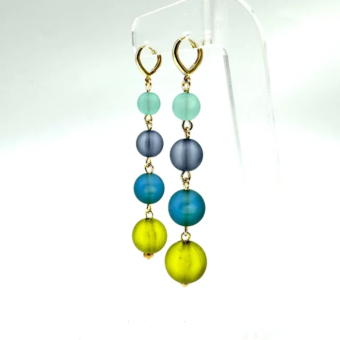 Queen of the Sea 4 Bead Frosted Drop Earrings