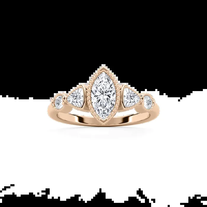 Quinn 1 ¹⁄₄ ctw Marquise Lab Grown Diamond Textured Bezel Side Stone Engagement Ring