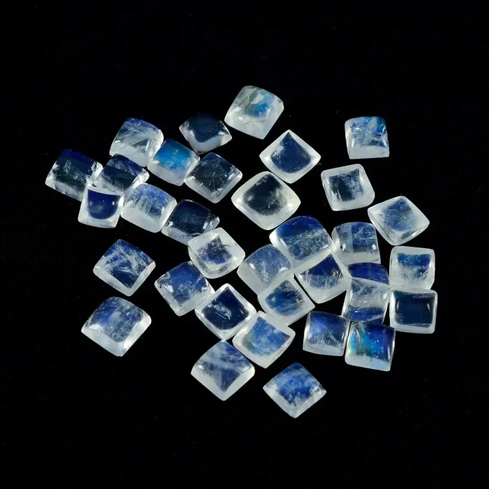 Rainbow Moonstone 10PC Tiny 3×3 MM Square Cabochon White Splendid semi Precious Semi Precious Gemstone