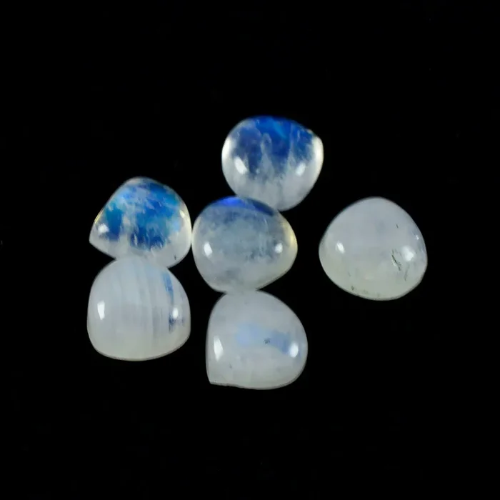 Rainbow Moonstone 1PC Medium 9×9 MM Heart Cabochon White Fiery semi Precious Gems