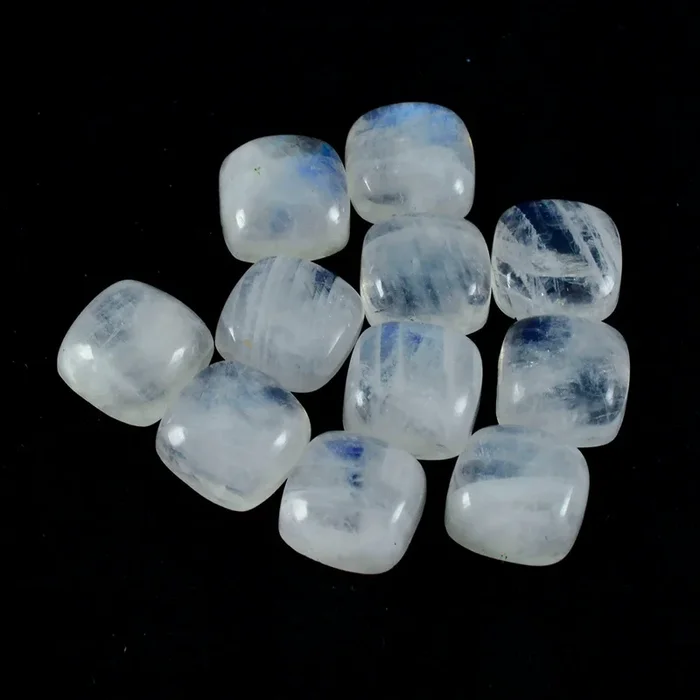 Rainbow Moonstone 1PC Small 8×8 MM Cushion Cabochon White Splendid semi Precious Semi Precious Gemstone