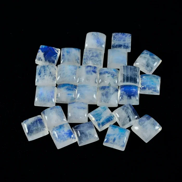 Rainbow Moonstone 1PC Small 8×8 MM Square Cabochon White High-Quality semi Precious Loose Gemstones