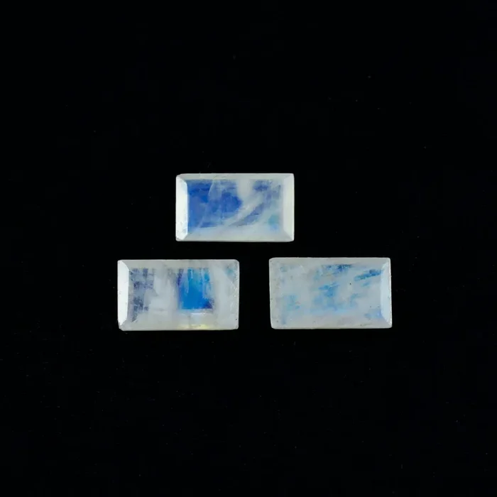 Rainbow Moonstone 1PC Tiny 4×8 MM Baguette Faceted White Fine Semi Precious Loose Gemstone