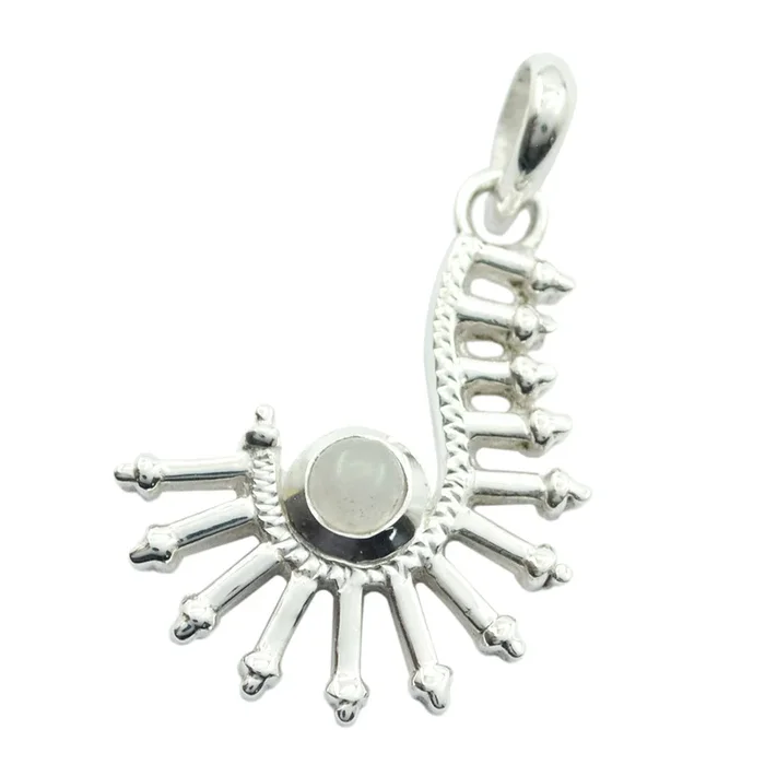 Rainbow Moonstone Featherlight Italian Silver Solitaire Joaquina Armor White Pendant Jewelry