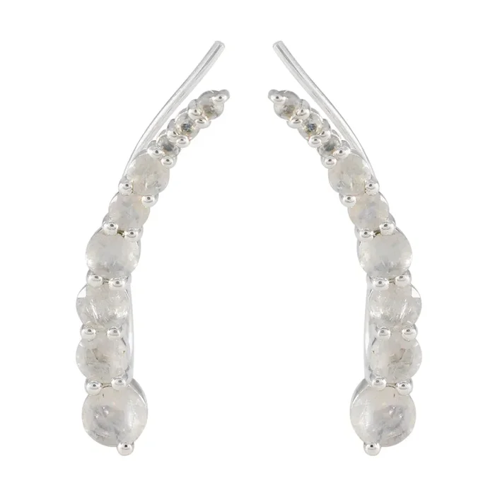 Rainbow Moonstone Japanese Andrea multiple EarCuff White 925 Silver Earring
