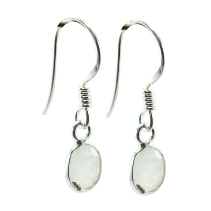 Rainbow Moonstone Japanese Nayara multiple Dangle White Silver Earring