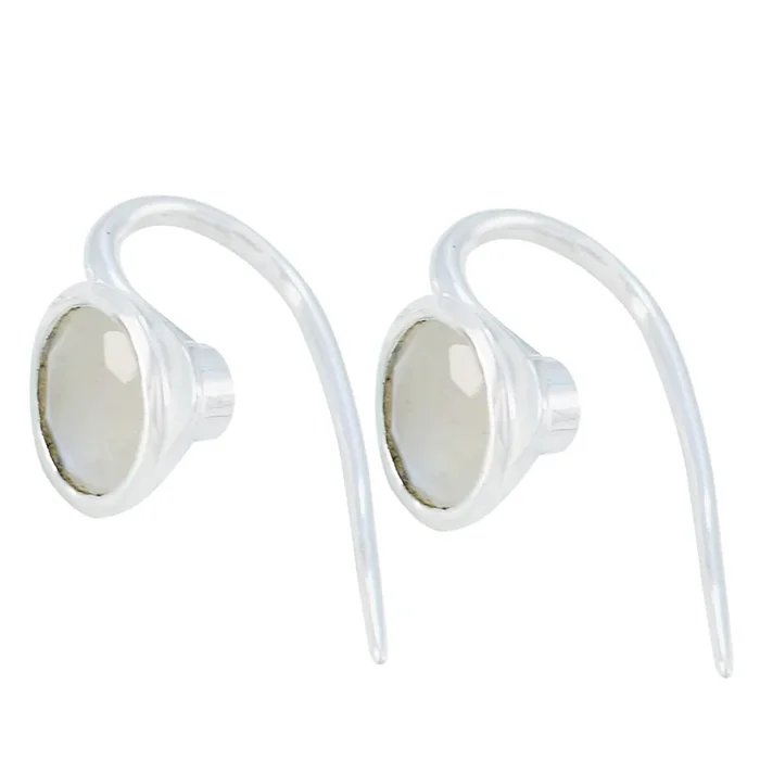 Rainbow Moonstone Latin American Audrey Solitaire Dangle White Sterling Silver Earring