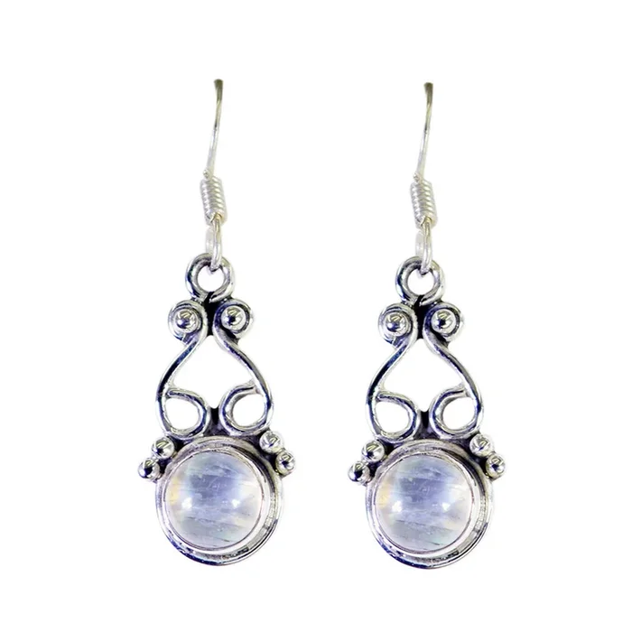 Rainbow Moonstone Latin American Cecilia multiple Dangle White 925 Sterling Silver Earring