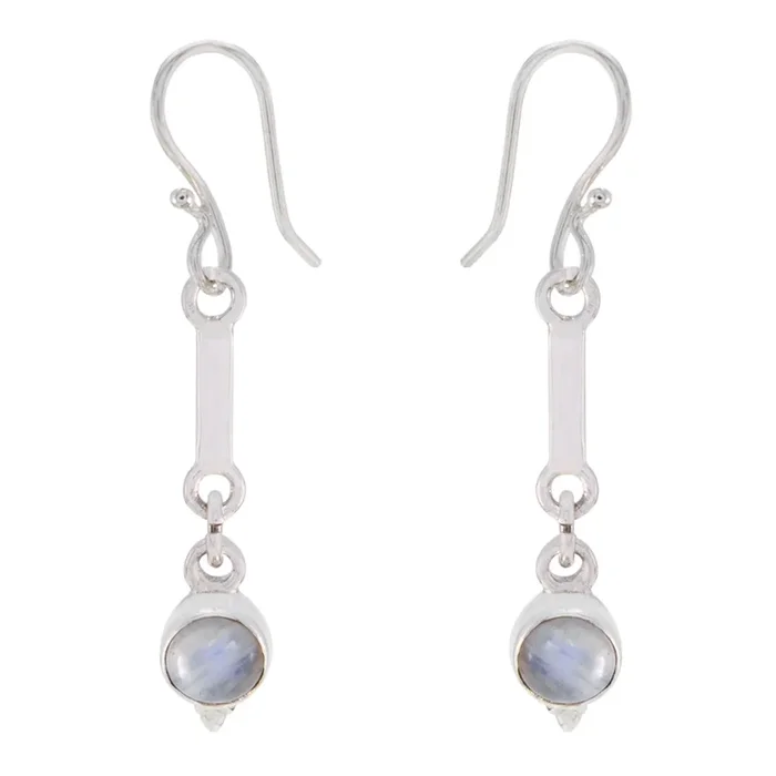 Rainbow Moonstone Turkish Isadora multiple Dangle White Silver Earring
