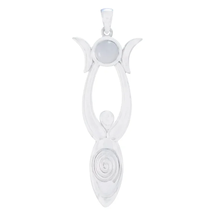Rainbow Moonstone Whisper-thin French Silver Solitaire Elena Modern White Pendant Jewelry