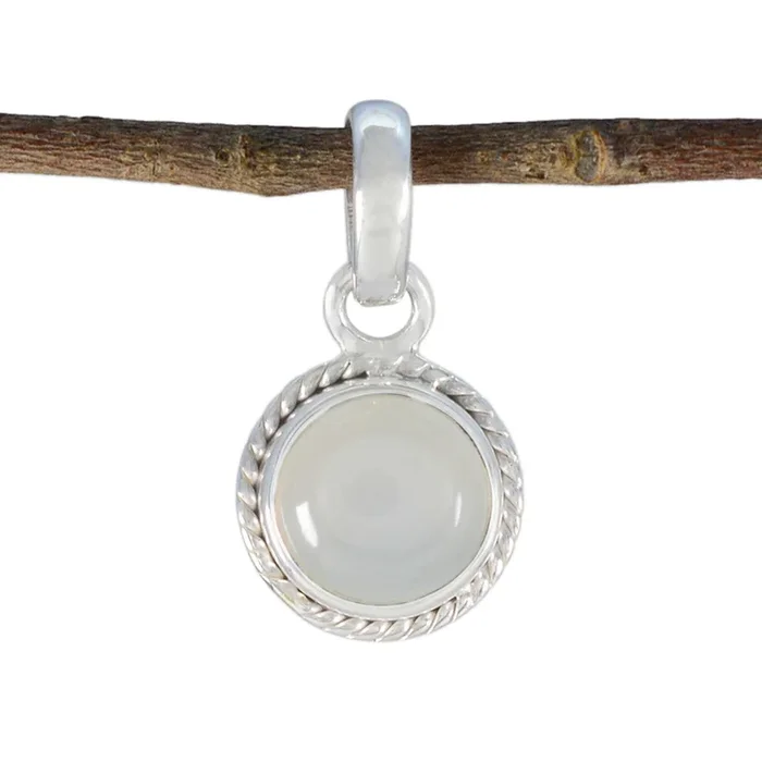 Rainbow Moonstone Whisper-thin Moroccan Silver Solitaire Pilar Rope-Wire White Pendant Jewelry