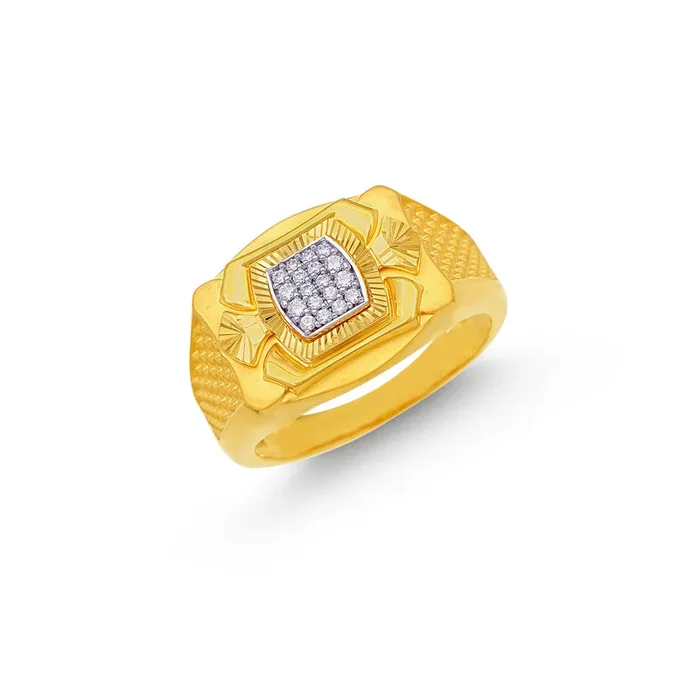 Ravishing Men’s Ring With CZ in 22K Gold