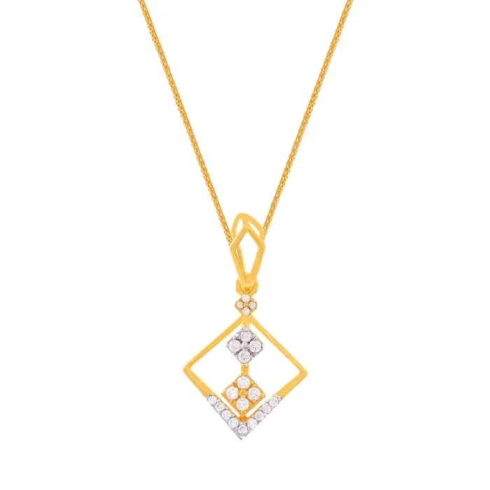 Ravishing Two tone Pendant With CZ in 22K Gold