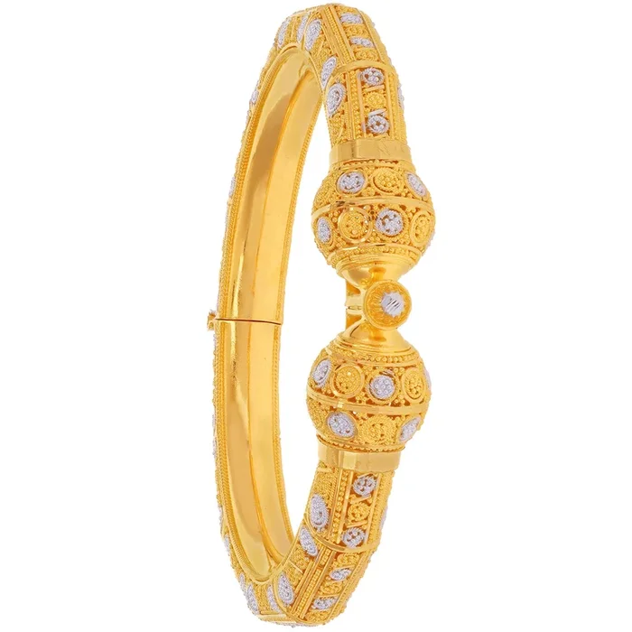 Ravishing Two tone Pipe Kara in 22K Gold