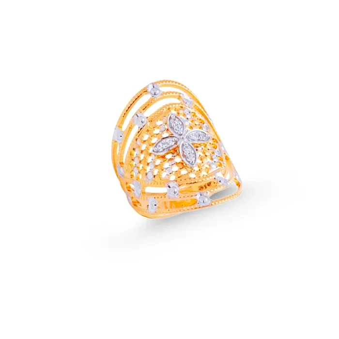Ravishing Two tone Ring With CZ in 22K Gold