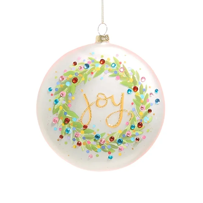 Raz Imports 5″ Confetti Joy Wreath Disc Ornament