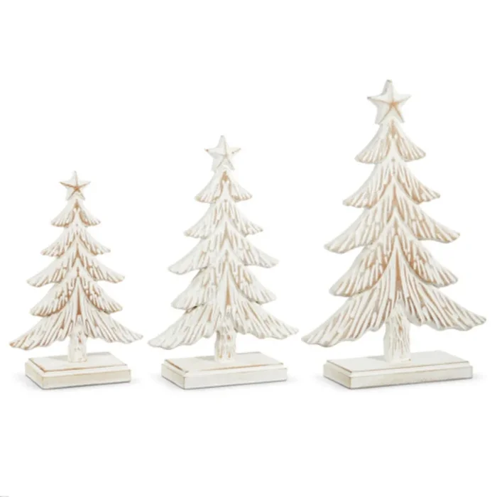 Raz Imports Whitewash Carved Wood Tree