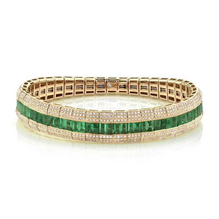 READY TO SHIP EMERALD & DIAMOND STRETCH BRACELET