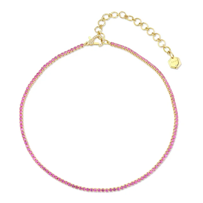 READY TO SHIP PINK SAPPHIRE THREAD CHOKER