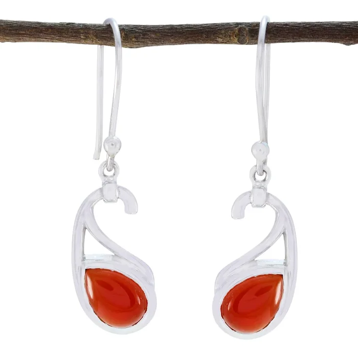 Red Onyx Australian Eliza Solitaire Dangle Red 925 Silver Earring