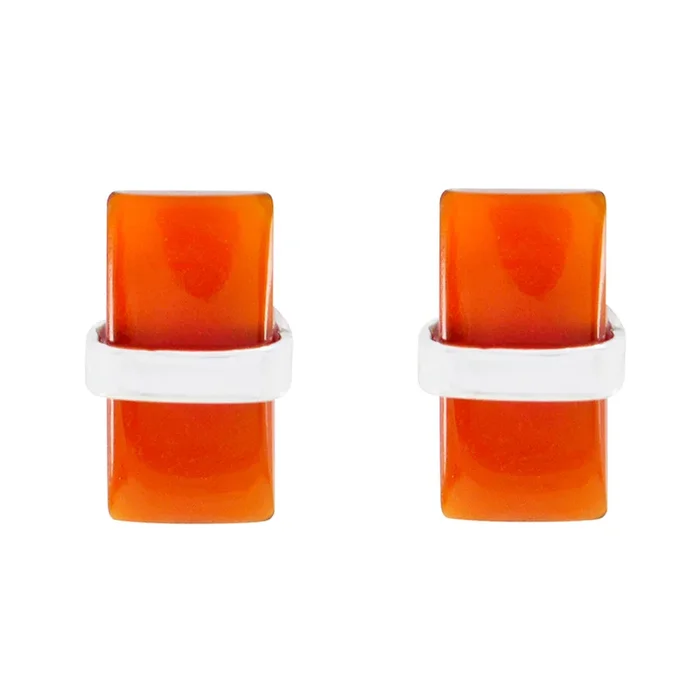 Red Onyx Latin American Ellie Solitaire Stud Red 92.5 Silver Earring