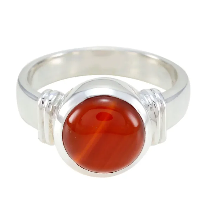 Red onyx Solitaire Russian 925 Sterling Silver Red Gemstone Eye-catching Abstract Ring Jewellery