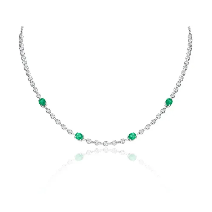 Renata Necklace with Emeralds and Diamonds in 18K Gold