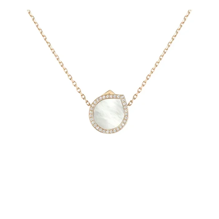 Reposi Antifer Pavé necklace in rose gold, white mother-of-pearl and diamonds | Lepage