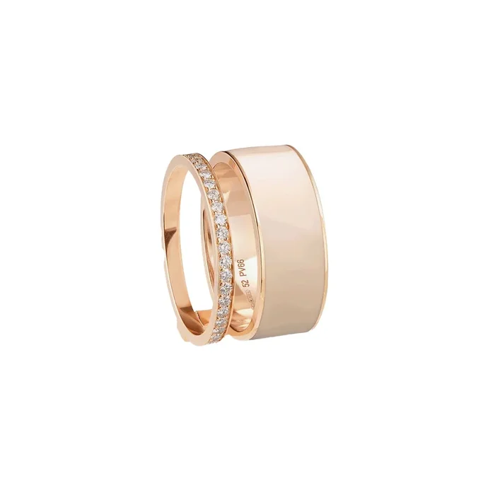Repossi Berbere Chromatic Nude lacquered ring in rose gold and diamonds | Lepage