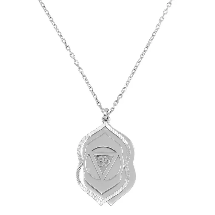 Rhodium Plated 925 Sterling Silver Ajna Chakra Symbol Necklace – SOP00054