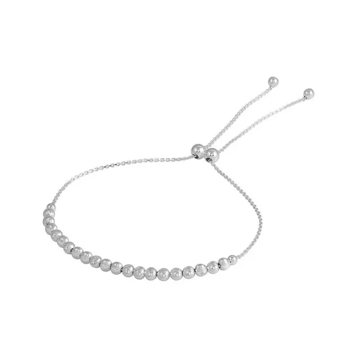 Rhodium Plated 925 Sterling Silver DC Beaded Lariat Bracelet – DIB00024RH