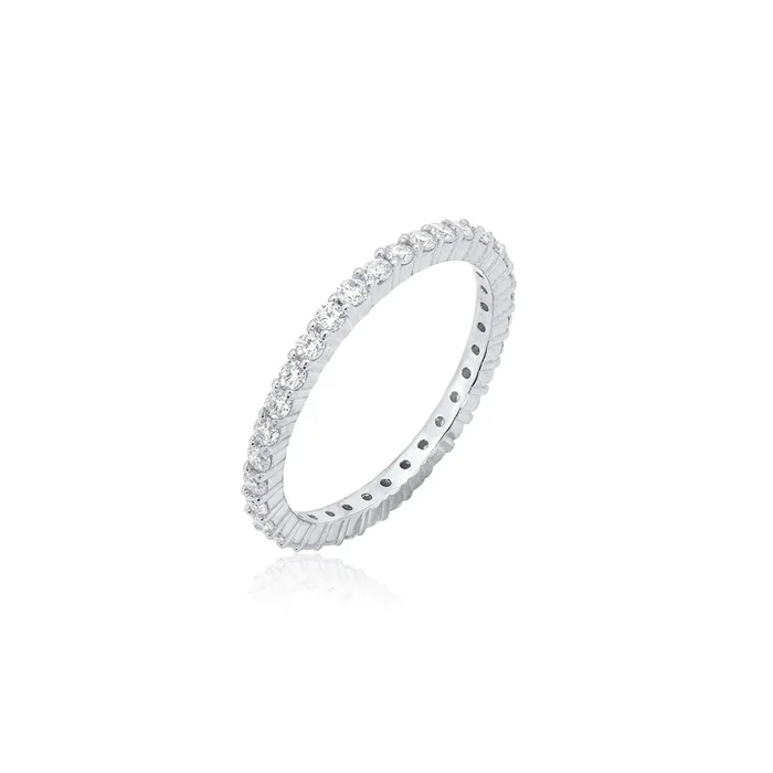 Rhodium Plated 925 Sterling Silver Moissanite 2mm Eternity Ring – MPAR00040
