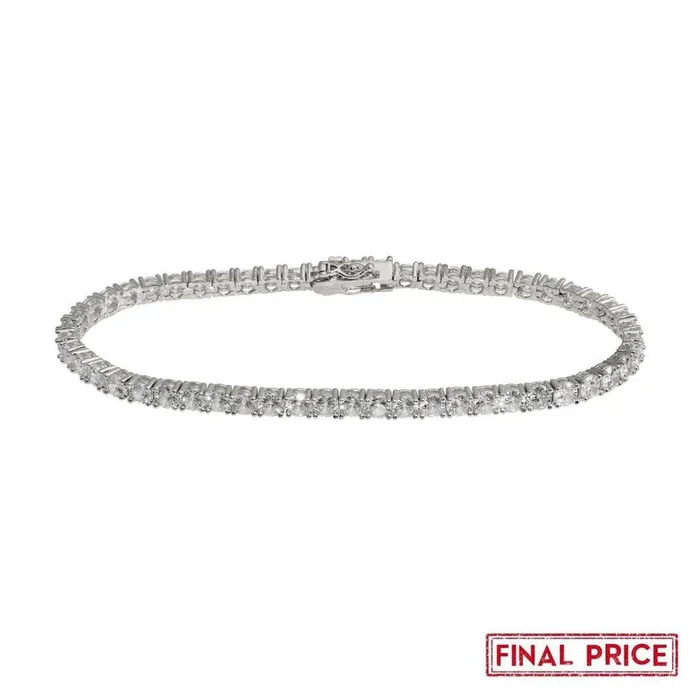 Rhodium Plated 925 Sterling Silver Round CZ Tennis Bracelet 4mm – GMB00086