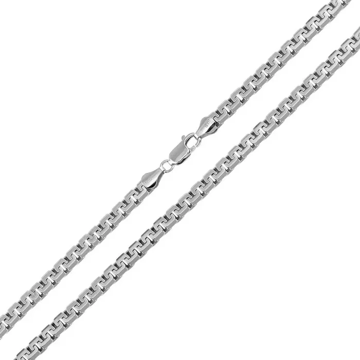Rhodium Plated 925 Sterling Silver Shinny Box Greek 250 Chains 4mm – CH951 RH