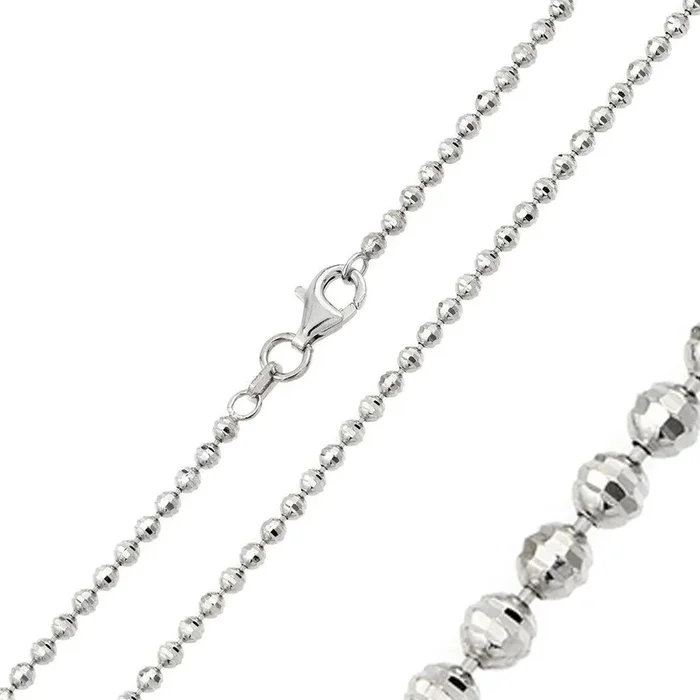 Rhodium Plated Horizontal Diamond Cut Bead 025 Chain 2.5mm – CH106 RH