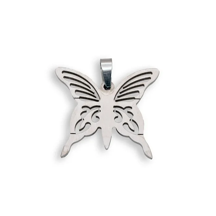 Rhodium Plated Stainless Steel ButterflyPendant – SSP00044