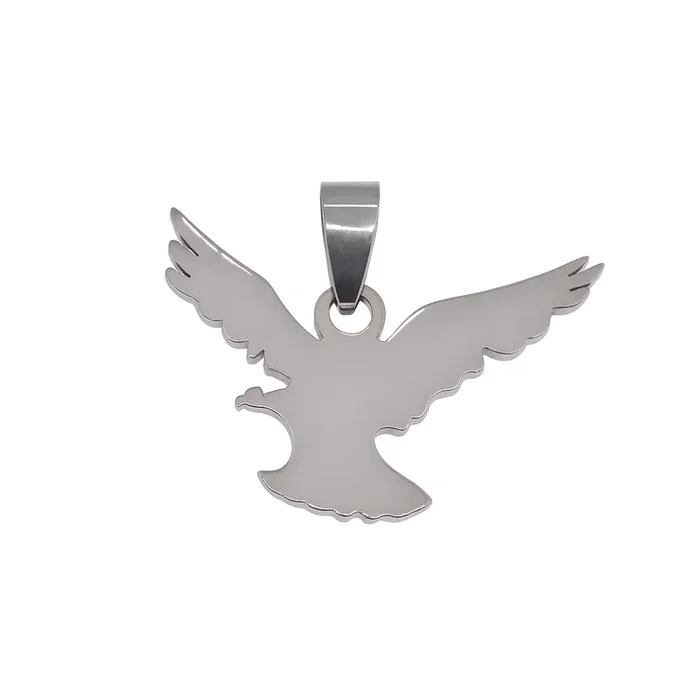 Rhodium Plated Stainless Steel Flying Eagle Pendant – SSP00512
