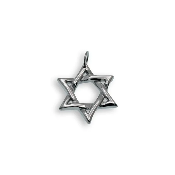 Rhodium Plated Stainless Steel Star of David Pendant – SSP00501