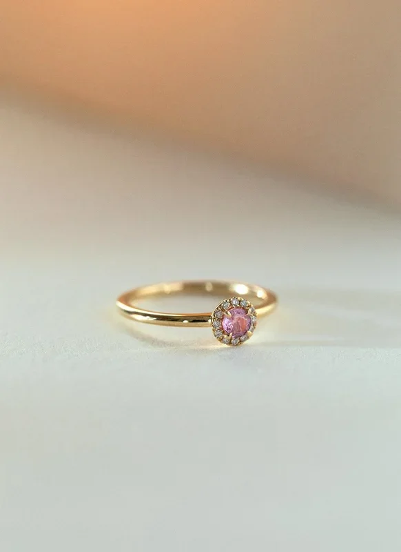 Riddy diamond tourmaline october birthstone ring 14k gold