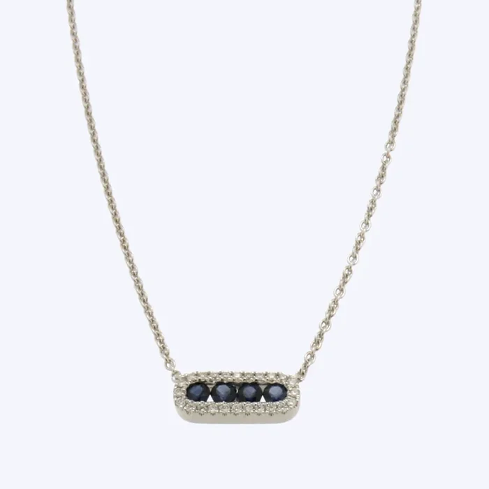 Ronnie Blue Sapphire and Diamond Bar Necklace