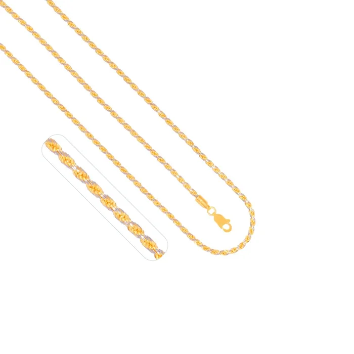 Rope Two tone 16″ Chain in 22K Gold