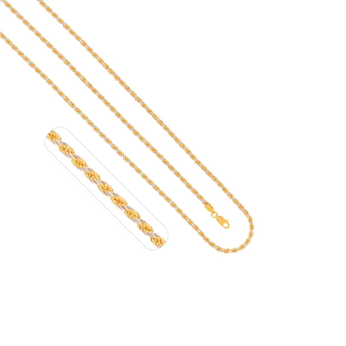 Rope Two tone 18″ Chain in 22K Gold