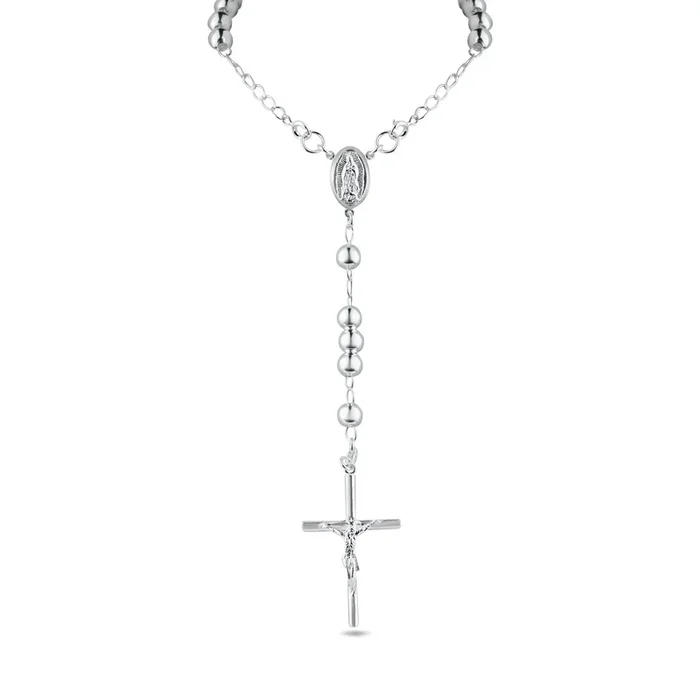 Rosario de plata de ley 925 pulida de 4 mm – RJP00006
