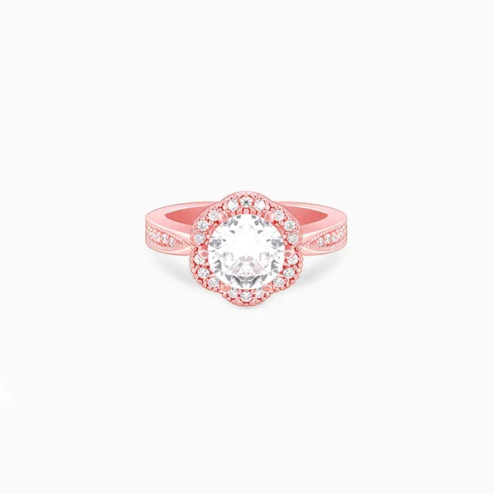 Rose Gold Floral Shine Ring