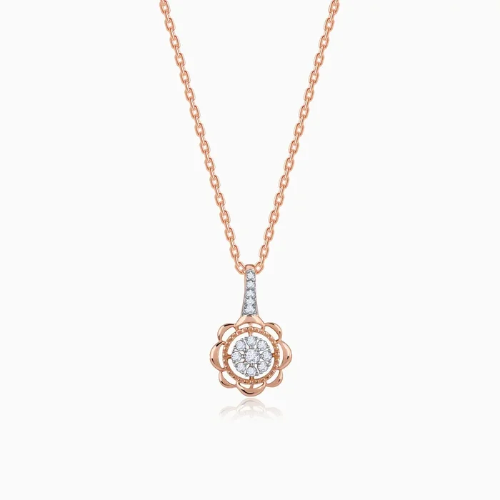 Rose Gold Floweret Diamond Pendant