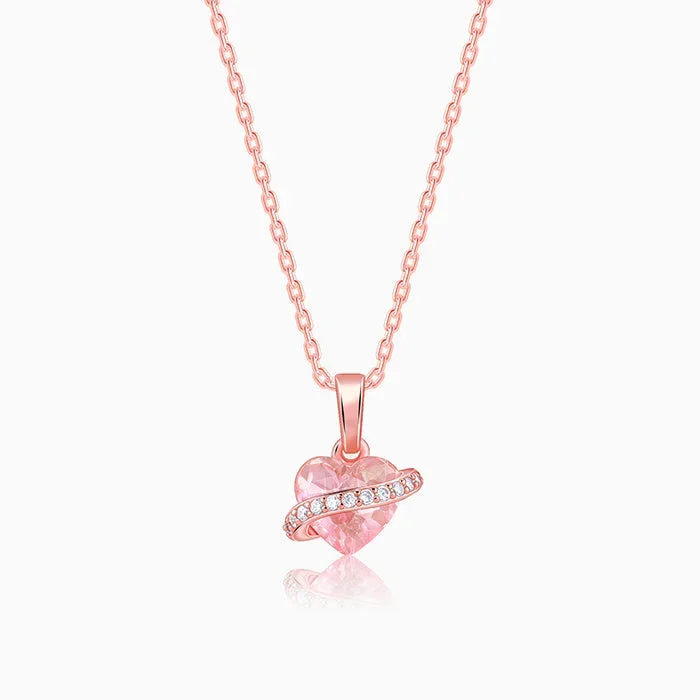 Rose Gold Heartlet Glow Pendant With Link Chain