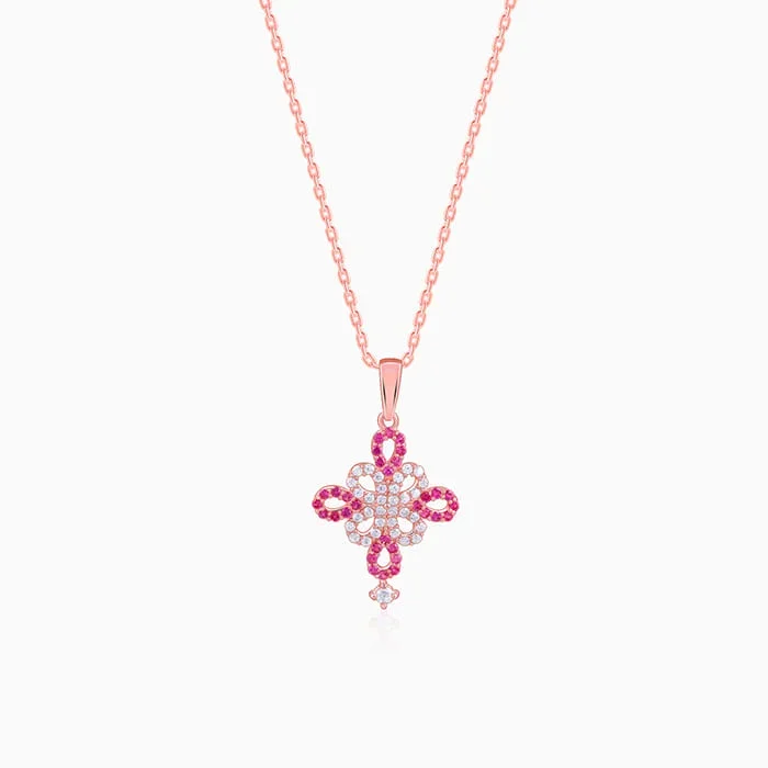 Rose Gold Jolie Flower Pendant With Link Chain